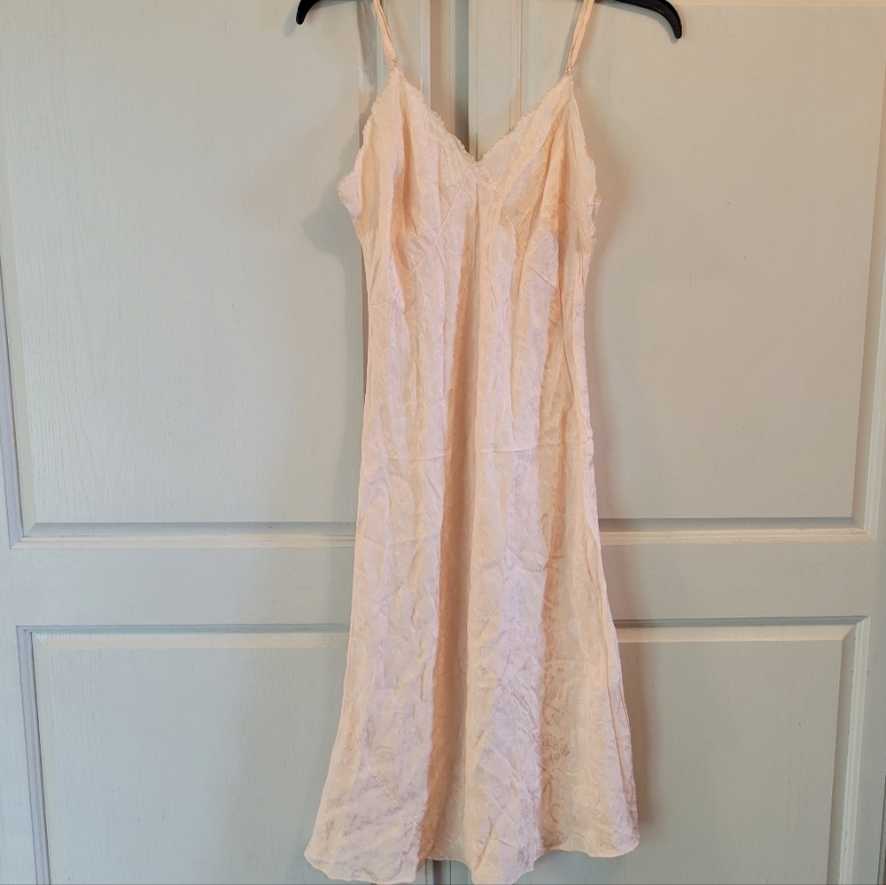 Vintage Marshall Field & Company Peachy Blush Pink Silky Slip Dress
